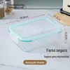 Caixa de Armazenamento de Vidro Borossilicato Alto, Tigela de Armazenamento de Vidro, Marmita, Forno de Micro-ondas, Recipiente de Armazenamento Selado para Estudantes, Utensílios de Mesa