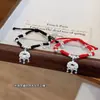 Nuevo Estilo Ping an Fu Candado Cuenta de Plata Cascabel Pulsera Tejida a Mano de Empuje y Tirón Diseño Estilo Chino Regalo del Día de San Valentín