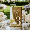 Letrero personalizado de número de mesa de boda acrílico estilo ins transfronterizo, decoración de mesa moderna para bodas y compromisos con acabado espejo dorado