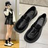 Otoño e Invierno Estilo Británico Punta Redonda Tacón Grueso Zapatos de Cuero para Mujer Viaje Superficie Suave Tacón Bajo Zapatos de Trabajo Zapatos Individuales Venta al por Mayor