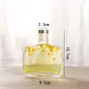 Botella de Aromaterapia sin Fuego Difusor de Flor Seca de Ratán Botella de Aromaterapia de Vidrio Cuadrada Plana DIY Botella Volátil de Aromaterapia Transparente con Puntos
