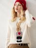 Cachemira 100 Suéter de Cachemira para Mujer Tejido Grueso de 7 Galgas Cuello Redondo Intarsia Otoño e Invierno Suéter para Mujer Nueva Camiseta Base de Punto