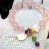 Pulsera de Cuarzo Rosa Natural Círculo Único Estilo Femenino Moda Elegante Estilo Coreano Ágata Roja Pulsera de Celebridad de Internet Regalo para el Festival de Mediados de Otoño