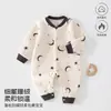 Mameluco de peluche para bebé Clase A con estampado de oso, mameluco con cremallera completa para recién nacidos, traje cálido de otoño e invierno para gateo de bebé