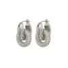 Aretes de Círculo de Diamantes Europeos y Americanos para Mujer Estilo Frío Ins Retro Combinable Removibles de Doble Aro Aretes Creativos