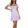 Verão Quadrado Colarinho Lace Vestido de Costura Cintura Apertada Emagrecimento Backless Strap Sexy Hot Girl Vestido Curto para Mulheres SU3366
