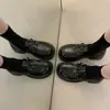Sapatos de Couro com Laço Espesso para Mulheres 2026 Primavera e Verão Novos Mocassins Estilo Britânico Retrô Sapatos Jk