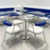 Mesas y Sillas de Ocio de Lujo Ligero, Mesas de Café y Taburetes de Estilo Industrial para Tiendas de Té con Leche, Sillas de Acero Inoxidable con Cubierta Suave, Mesas de Negociación Estilo Coreano
