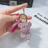 LLavero de oso de diamantes con dibujos animados coreanos, creativo, sentado, lindo, llavero, bolso, adornos, venta al por mayor