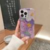Japonês e coreano roxo glitter flor para Apple 16promax celular caso iPhone15 criativo maré 14 duro 13 novo