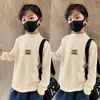 Y2018 # Camiseta de Veludo com Manga Longa para Meninos Primavera e Outono Gola Alta Meia Camada Base Criança 2025 Top Quente