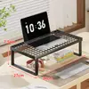 Suporte para laptop, suporte para monitor de mesa, base ajustável em altura, prateleira elevada, grade oca de ferro para resfriamento, grade para churrasco