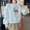 Sudadera Dulce con Volantes Bordados de Cuello Redondo y Manga Larga para Mujer 2024 Otoño e Invierno Nueva Moda Top Suelto Sudadera de Mujer