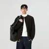 Cárdigan de punto para hombre, Nuevo Otoño/Invierno Estilo Coreano Moda Retro Tejido de trenza Cuello alto Versátil Chaqueta suéter para hombre