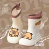 Versión Estudiante de Primaria de Botas de Lluvia Kapibala, Botas de Lluvia para Niños, Modernas y Lindas, Impermeables, Antideslizantes, de Caña Baja, de Caña Media, Botas de Agua Cálidas