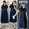 Nueva Ropa de Maternidad Tallas Grandes Falda de Peto de Maternidad de Mezclilla Vestido de Maternidad Delgado de Mezclilla Camiseta de Maternidad