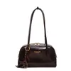 Bolsa de bowling retro de cuero aceitado con acabado texturizado, nuevo estilo 2026 para mujer, bolso versátil de hombro, bolso de mano de moda para el día a día.