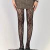 Meia-calça Sexy com Renda Floral Estilo Francês Retrô Y2K Meias de Seda Preta com Rede