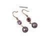 Aretes de cristal púrpura de fantasía de otoño e invierno, aretes de perlas austriacas Shijia, gancho para la oreja envuelto en oro americano de 14K, para mujer