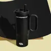 Novo Copo de Gelo de Grande Capacidade com Alto Apelo Estético para Estudantes, Simples e Portátil com Alça e Canudo, Copo Térmico para Exterior, Copo para Carro