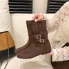 Botas Apiladas Melaleuca con Aumento de Altura Oculto Botines para Mujer Otoño/Invierno 2026 Nuevas Botas de Media Caña Uso de Dos Maneras Botas Vaqueras Occidentales Modernas