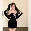 Ropa Interior Sexy Sin Espalda Seda de Hielo Chica Caliente Ajustado Vestido de Cuello de Mujer Deseo Puro Modificado Elegante Falda de Cadera de Chica Dulce