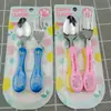 2 Yuan al por Mayor Nuevas Coloridas Dos Cucharas de Acero de Dibujos Animados Tenedores de Acero Cucharas de Arroz de Dibujos Animados para Niños Cucharas de Acero