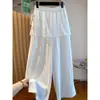 Calça de perna larga com renda estilo coreano, nova para o verão, solta, modeladora, versátil, casual, cintura alta, perna reta