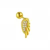 Clavo de acero inoxidable chapado en oro de 18 quilates con circonita para cartílago, joyería de piercing microincrustada, exquisita y compacta