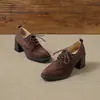 Zapatos de Piel de Vaca Suave Suela Gruesa Zapatos Individuales 2026 Primavera y Otoño Nuevos Zapatos de Piel con Cordones Estilo Británico Zapatos Planos de Cuero Versátiles Negros de Tacón Bajo