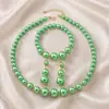Colar Pulseira Brincos de Pérola Tendência Transfronteiriça Europeia e Americana Conjunto de Colar Pulseira Brincos de Moda Luxuosa Retrô Temperamento