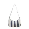 Bolso Hobo Ligero Tejido Arcoíris para Debajo del Brazo para Mujer, Ribete de PU Correa Ajustable Cierre de Broche Bolso de Hombro para Playa Uso Diario