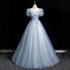 Novo Vestido de Noite Azul Francês para Exame de Arte Vocal Feminina Performance em Estilo Estrangeiro Vestido Pomposo Vestido Super Fada para Banquete e Apresentação