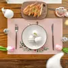 Mantel de Pascua transfronterizo lino patrón de huevo conejo impreso mantel de mesa fiesta atmósfera festiva vajilla decorativa