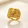 Mismo estilo que las joyerías Anillo de estilo chino nuevo Buda boca abierta para hombres cabeza de Buda dominante carácter de bendición de moneda de oro anillo de aleación venta al por mayor