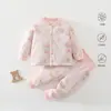 Ropa para Bebés y Niños Pequeños Anyang Ropa para Bebés y Niños Pequeños Otoño e Invierno Cintura Alta Protección de Barriga Conjunto de Ropa para el Hogar Algodón de 40g Fácil de Poner Capa Interior