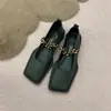 Mocasines Retro de Cuero con Cadena Metálica y Punta Cuadrada para Mujer, Nuevos Zapatos Mary Jane Versátiles de Estilo Británico 2026 para Mujer