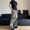 Overol Retro de Camuflaje Estilo Americano Nuevo para Hombre Ajustado Recto Cadera Pantalón para Hombre Vibe High Street Microacampanado