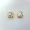 Nuevos Pendientes de Moda con Forma de Camelia y Esmalte de Goteo, con Agujas de Plata 925, Pendientes de Alta Calidad para Mujeres