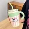 Vaso de agua con pajita de gran capacidad y alto valor para niñas, bonito vaso de hielo portátil de acero inoxidable 316 de una tonelada