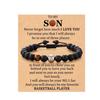 Pulseira de Contas Personalizada de Futebol Europeu e Americano com Fotos, Pulseira Trançada de Futebol e Basquete Fosco Preto, Jogador de Baseball de Pedra Olho de Tigre