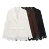 Comercio Exterior Al por Mayor Otoño Nuevo Estilo Europeo y Americano Simple Versátil Color Sólido Chaqueta de Traje con Adorno de Encaje