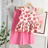 Conjunto de Chaleco para Niña Verano Nuevo Estilo Transfronterizo Moda de Verano para Niños Floral Casual Conjunto de Dos Piezas Vacaciones para Bebés Niñas