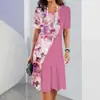 2026Y2 Aliexpress Verano Más Vendido Floral Estampado Digital 3D Moda Casual Talla Grande para Mujer Vestido de Cuello Redondo