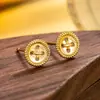 Nuevos Pendientes Versátiles Retro de Encaje con Botón Pendientes Simples para el Trabajo Redondos Diseño de Nicho Pendientes Personalizados para Mujer 2025