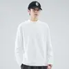 Camada base de algodão puro estilo americano ins gola alta meia-manga masculina primavera e outono 2026 nova camiseta branca de manga comprida top versátil