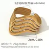 Anillo nicho alta gama acero inoxidable lujo ligero ins diseño líneas geométricas abierto ajustable venta al por mayor transfronteriza