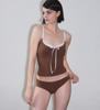 Novo Maiô Três Peças Dividido 2025 para Mulheres Cobrir a Barriga e Aparência Emagrecedora Roupa de Banho para Resort de Praia Fonte Termal [Dropshipping]