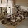 Nuevo Juego de Mesa de Té Zen de Madera Maciza Estilo Chino y Sillas para Casas de Té, Salas de Té, Preparación de Té, Consumo de Té, Recepción de Oficina y Recepción de Invitados