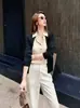 Camisa de lino estilo francés, estética de 'viejo dinero', con suéter de punto superpuesto, top de dos piezas para mujer, cárdigan suéter casual y elegante para primavera y otoño